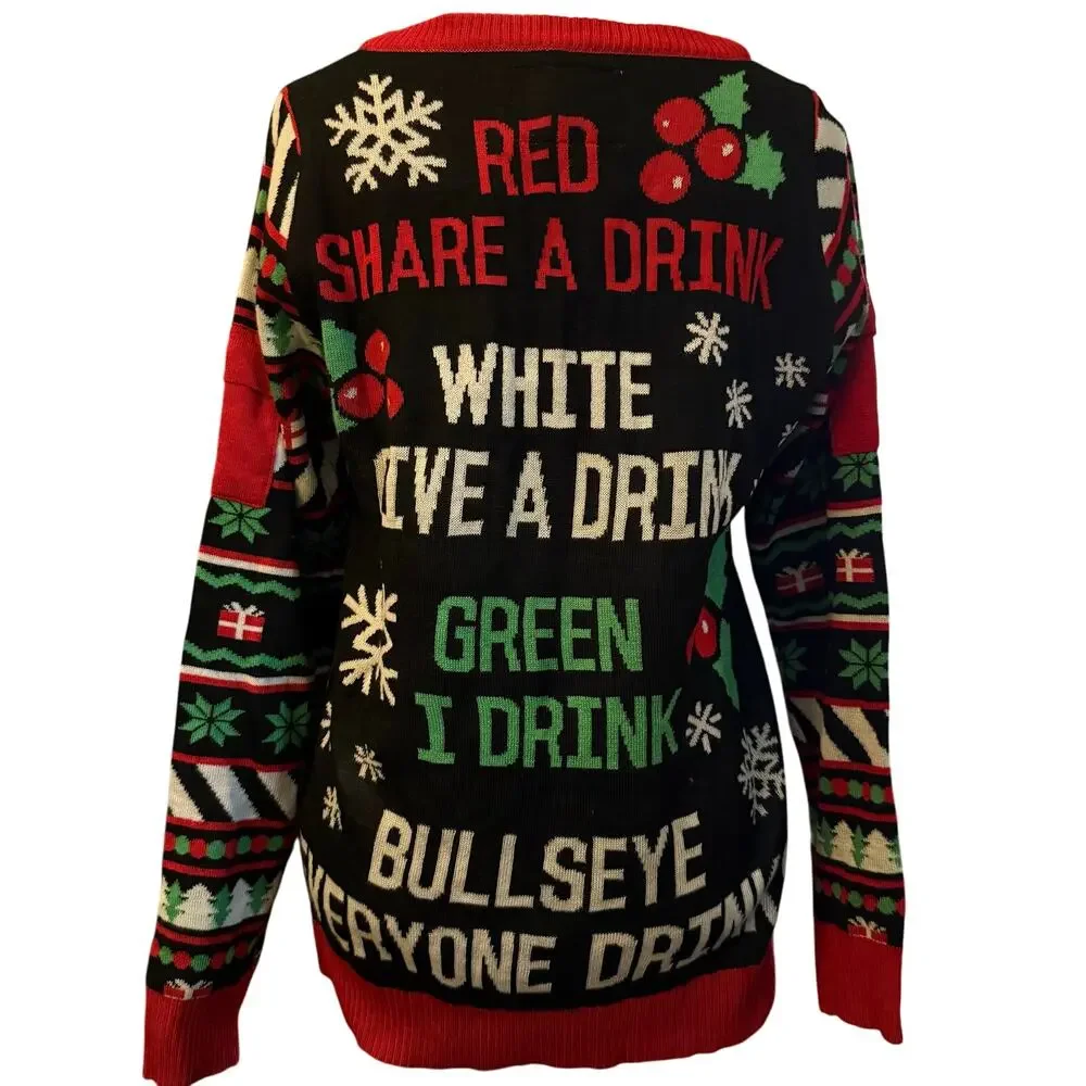 Tipsy Elves Drinking Game Ugly Christmas Sweater, Men's Size Medium